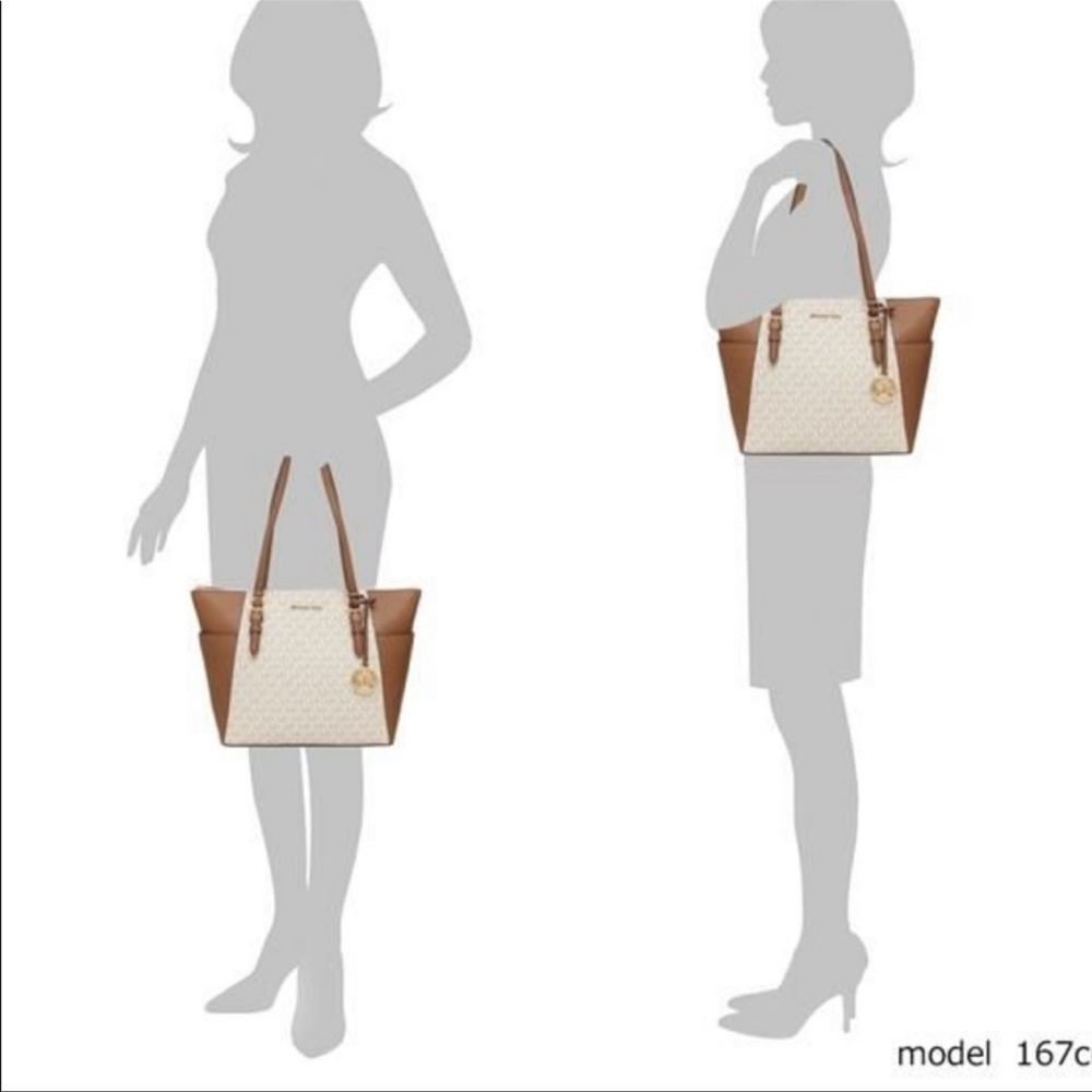 MICHAEL KORS CHARLOTTE LARGE TOP ZIP Vanilla Tote bag - Picture 3 of 16